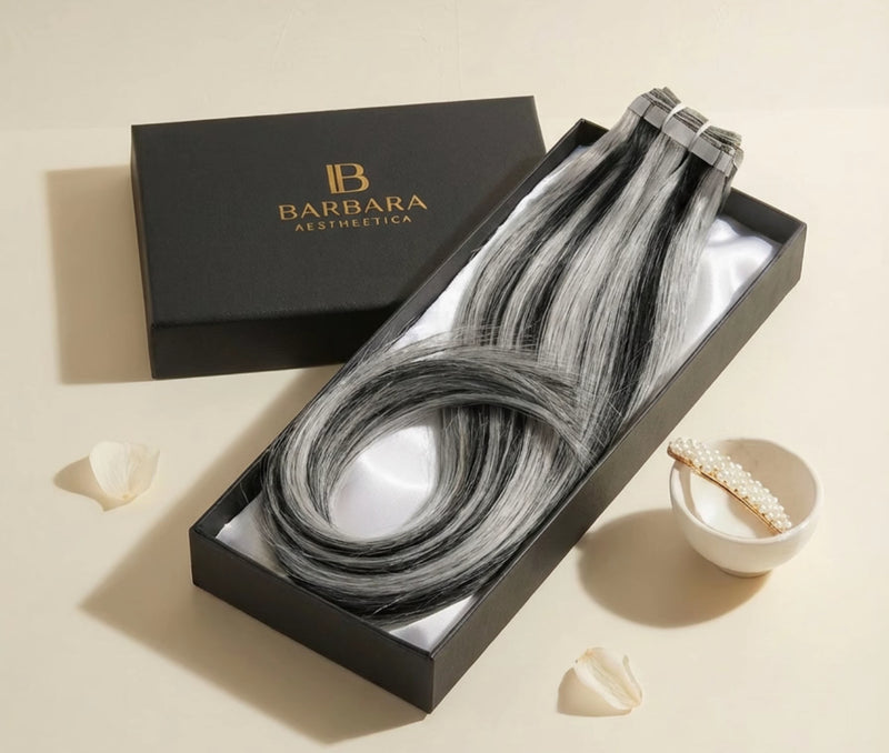 Silver highlights hair extensions