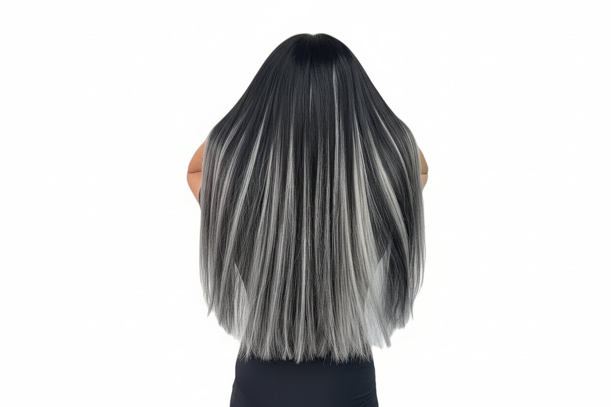 Silver highlights hair extensions